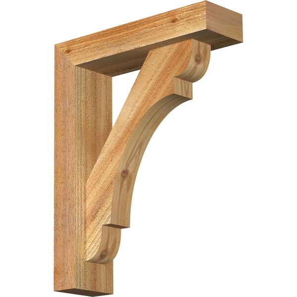 Ekena Millwork Olympic Block Rough Sawn Bracket w/ Offset Brace, Western Red Cedar, 4"W x 14"D x 18"H BKT0402X14X18OLY05RWR - main